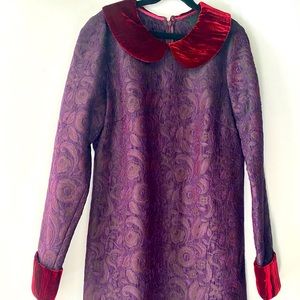Anna Sui burgundy brocade mini dress NWOT